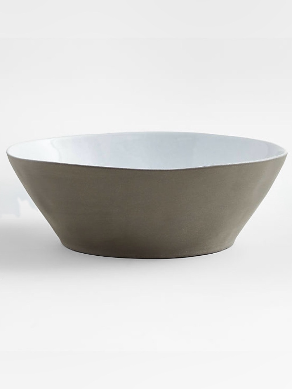 New! Crate&Barrel White 2-Tone Ceramic Serving Bowl